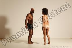 Underwear Gymnastic poses Woman - Man Black Muscular Dancing Dynamic poses Academic